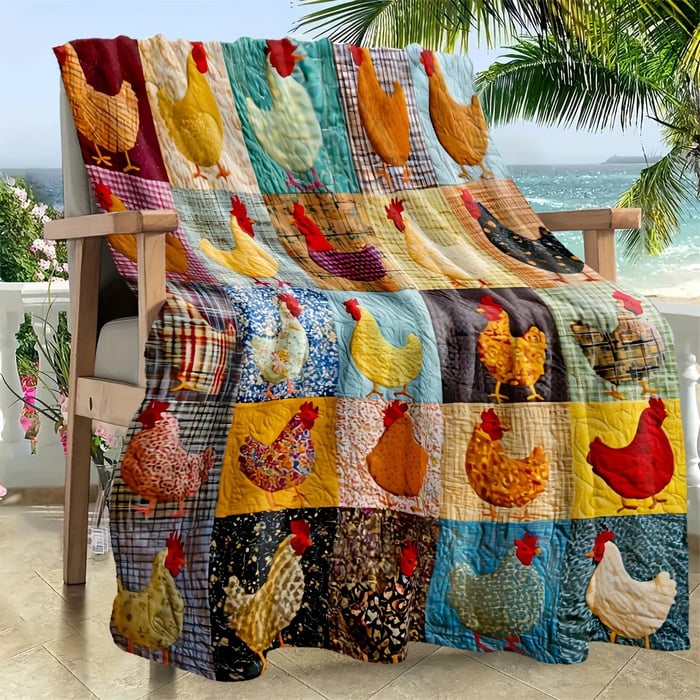 Flanelldecke | Weiche Kuscheldecke mit Hühnermotiv für Sofa, Bett und Sessel