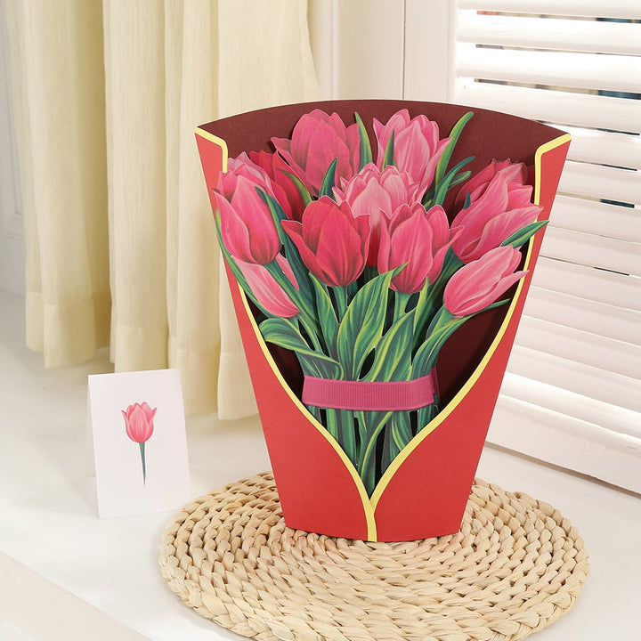 Pop-Up Papierblumenstrauß 3D | Blumenkarte mit Papiervase &amp; Grußkarte | Handgefertigt, langlebig | Deko-Geschenk 43×38 cm