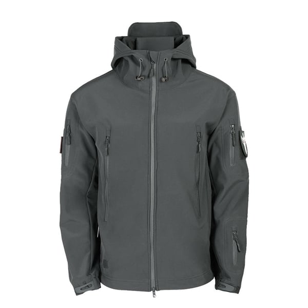 Herren Softshelljacke | Winddichte, wasserabweisende Outdoorjacke mit Kapuze, Fleecefutter und verstellbaren Bündchen