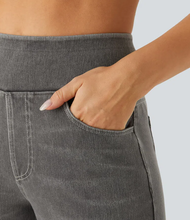 Damen Jeans High Waist Wide Leg | Vier-Wege-Stretch &amp; ohne Reißverschluss | Bequem, formend &amp; mit Taschen, XS–5XL
