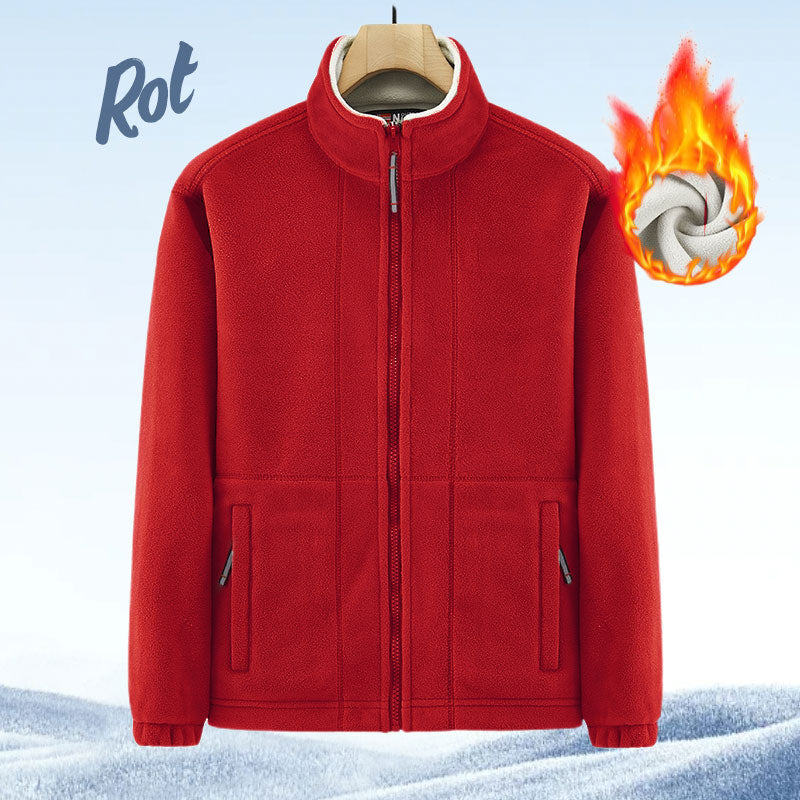 Herren Fleecejacke | Warme Jacke mit doppelseitigem Fleece, Stehkragen und durchgehendem Reißverschluss