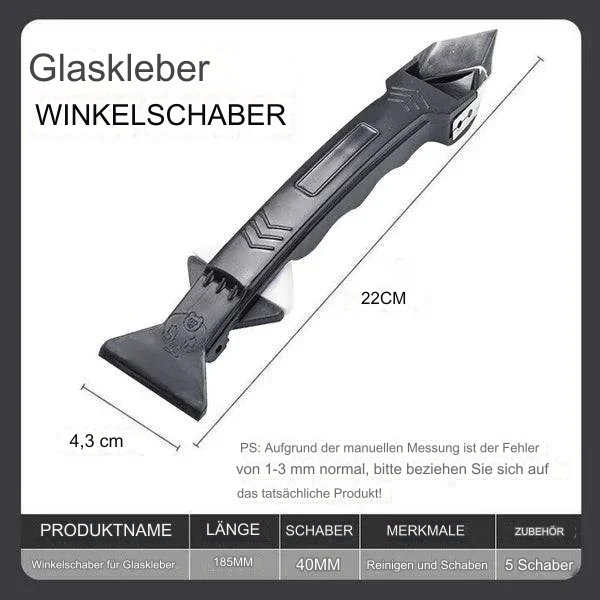 3-in-1 Glaskleber- &amp; Rückstandsschaber | Präzisions-Reinigungswerkzeug für Glas, Kleber &amp; Aufkleber | Ergonomisch &amp; langlebig