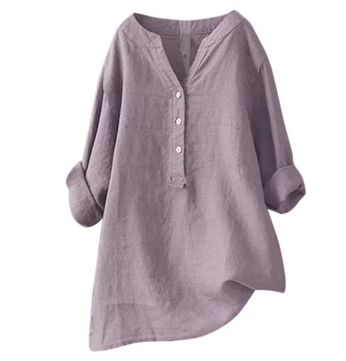 Damen Casualkleid mit V-Ausschnitt &amp; verstellbaren Ärmeln | Lockerer Schnitt | Leichtes Alltagskleid