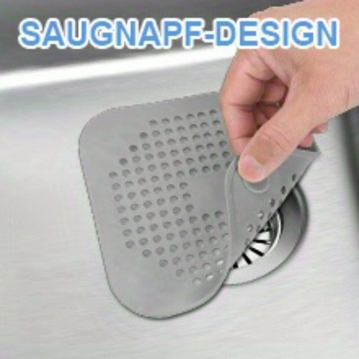 Abflusssieb | Silikon-Haarfänger mit Saugnäpfen für Dusche und Waschbecken im 4er-Set