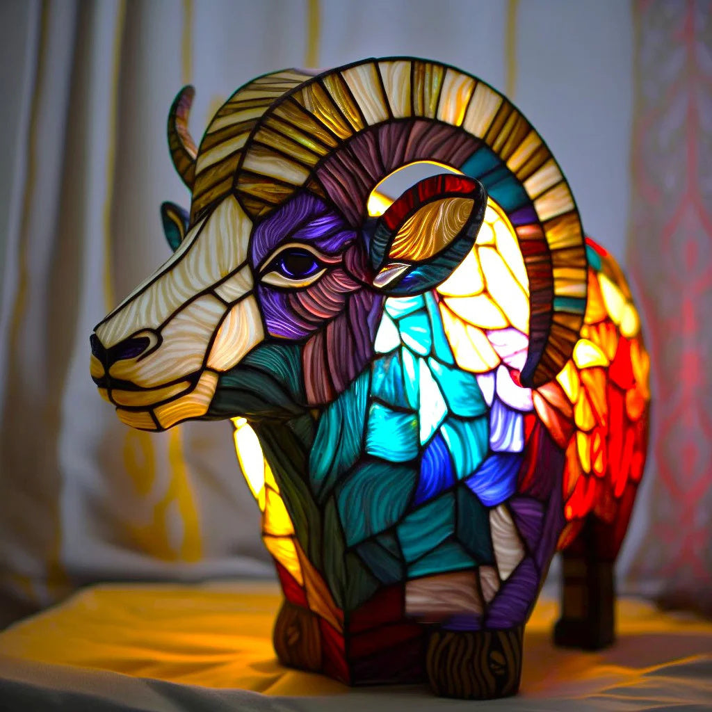 Zviera lampa v štýle vitráže | 23 motívov zvierat | Teplé náladové svetlo | Dekoratívna stolová lampa do domácnosti