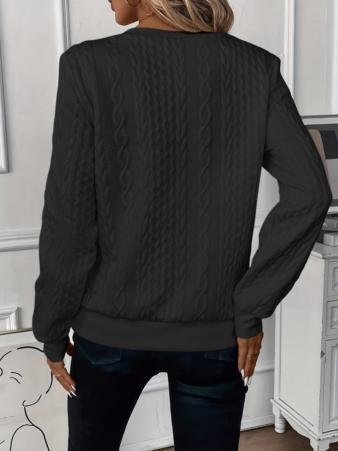 Damen Pullover mit halbem Reißverschluss | Weich &amp; warm für Herbst/Winter | Lockerer Schnitt mit Stehkragen | Farben Weiß/Schwarz/Grün
