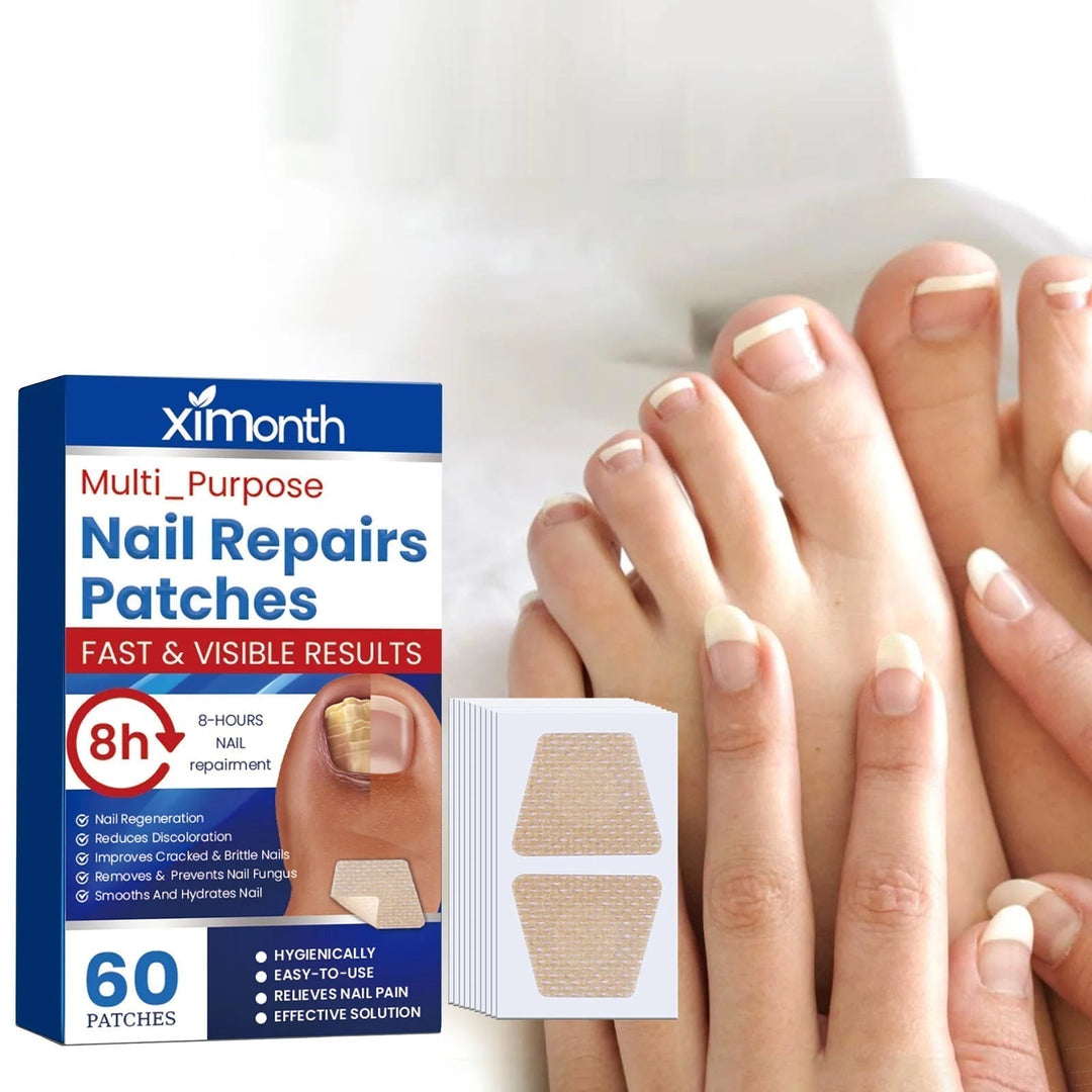 Nagelpflege-Pflaster 60 Stück | Für Verfärbte &amp; Brüchige Zehennägel | 8-Stunden-Pflegewirkung | Einfache Anwendung Zuhause
