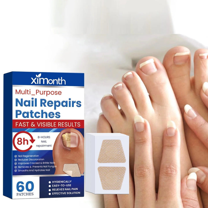 Nagelpflege-Pflaster 60 Stück | Für Verfärbte &amp; Brüchige Zehennägel | 8-Stunden-Pflegewirkung | Einfache Anwendung Zuhause
