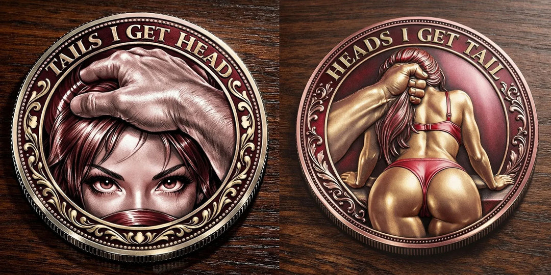 Metallene Challenge Coin „Heads I Get Tails“ | Doppelseitiges 3D-Relief mit Emaille-Akzenten | Sammler-Token für Games &amp; Geschenk
