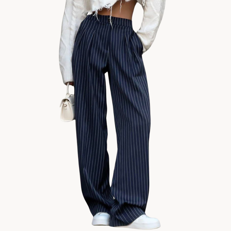 Isalie | Pantaloni da donna chic con design a righe sottili e plissé