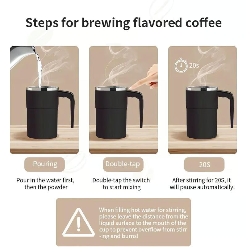 Selbstrührende Tasse | Magnetische Rührfunktion mit Temperaturanzeige &amp; Edelstahl für Kaffee, Shakes und Getränke