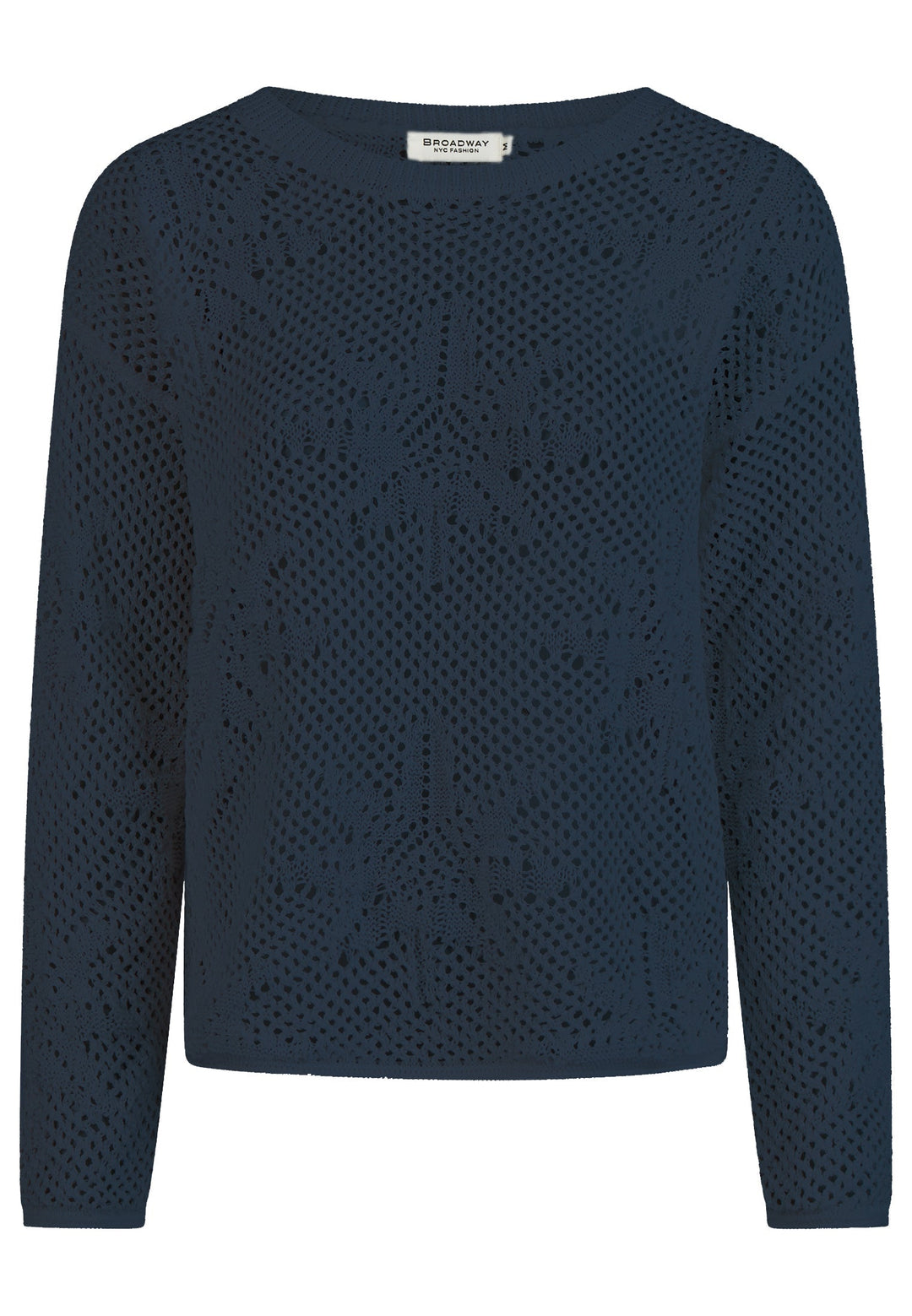 Damen Strickpullover mit Rundhals | Lockerer Pullover mit dekorativem Stern-Lochmuster und leichter luftiger Strickqualität