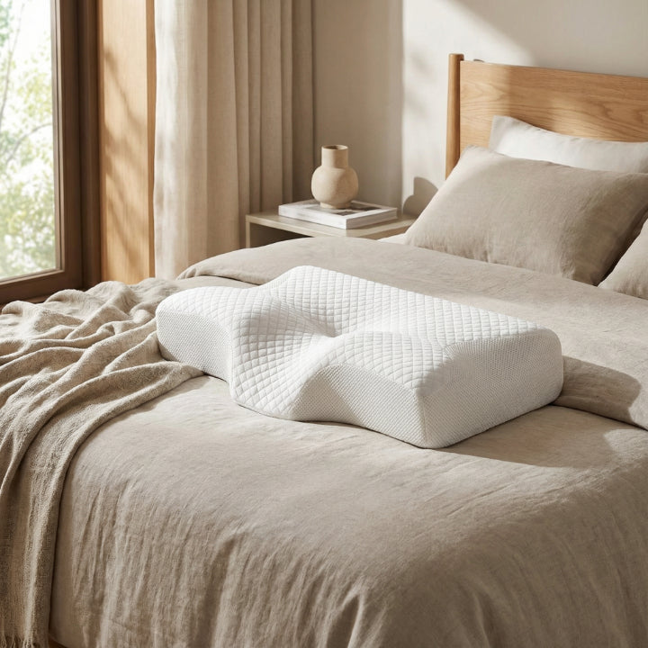 Ergonomisches Nackenstützkissen aus Memory Foam | Konturkissen für Seiten- &amp; Rückenschläfer | Druckentlastung für Nacken &amp; Schultern | Atmungsaktiv