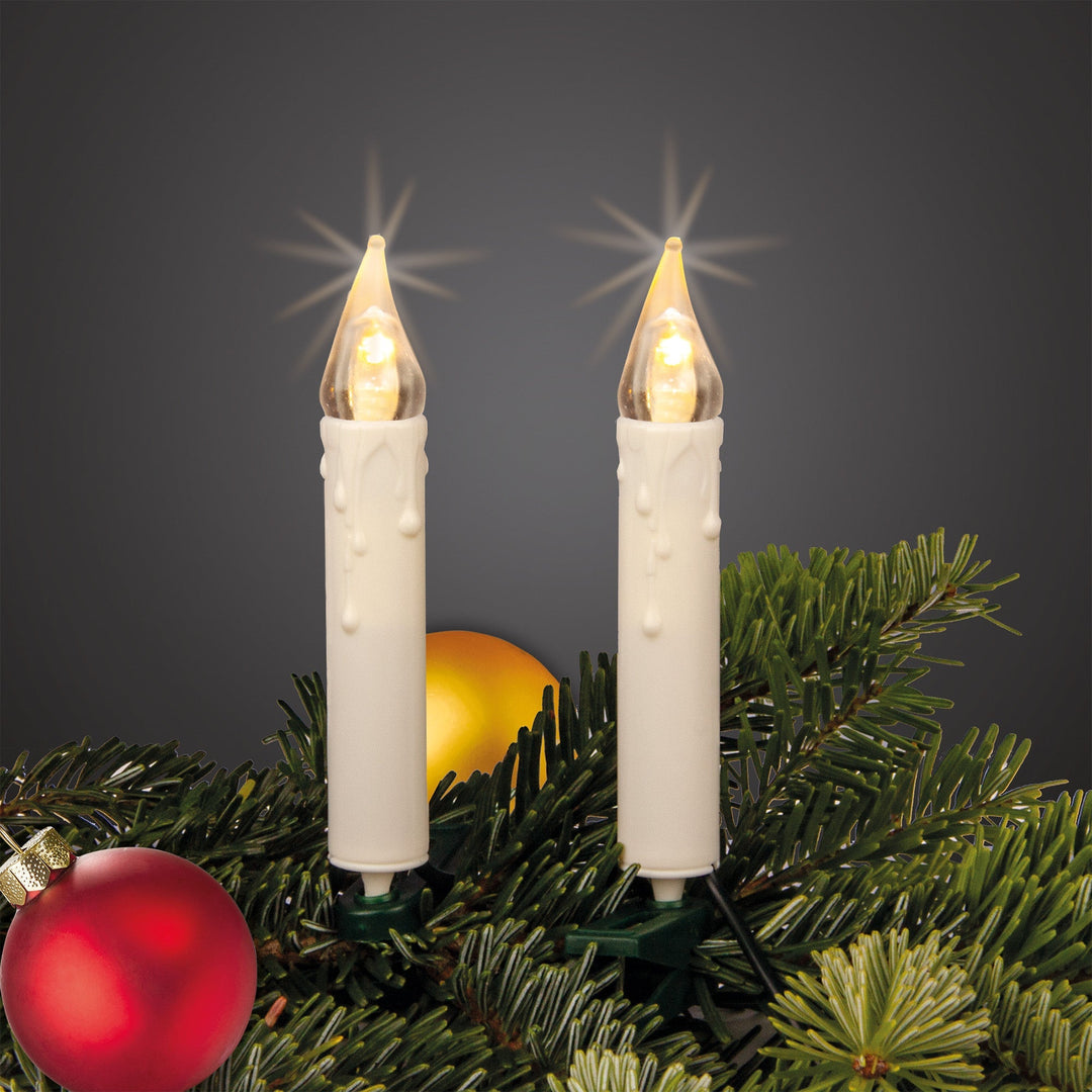 LED Weihnachtsbaumkerzen 20er Lichterkette | Warmweiße LED-Kerzen mit 11 m Länge | Festliche Beleuchtung für den Weihnachtsbaum