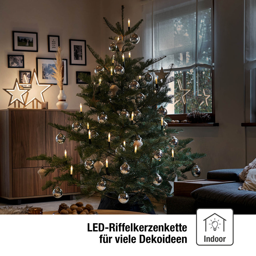 LED Weihnachtsbaumkerzen 20er Lichterkette | Warmweiße LED-Kerzen mit 11 m Länge | Festliche Beleuchtung für den Weihnachtsbaum