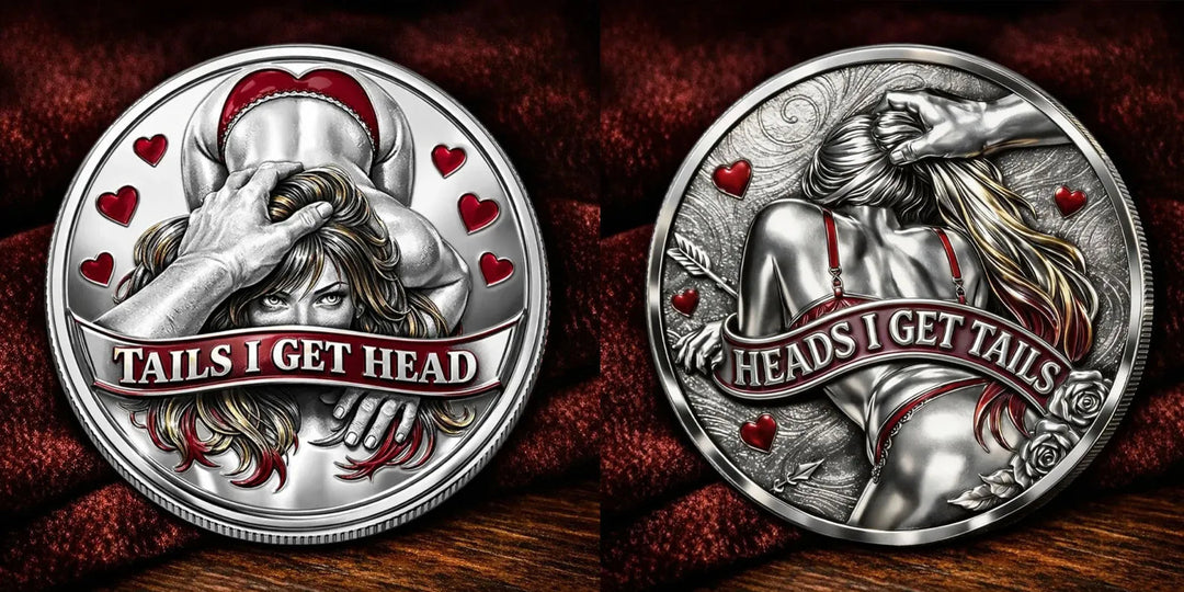 Metallene Challenge Coin „Heads I Get Tails“ | Doppelseitiges 3D-Relief mit Emaille-Akzenten | Sammler-Token für Games &amp; Geschenk