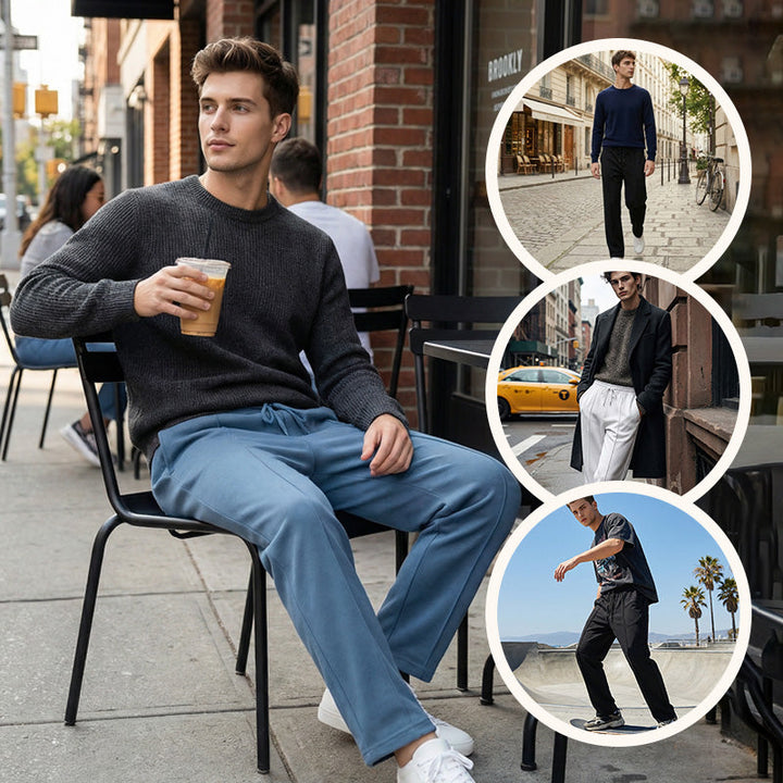 Herren Stretch-Hose mit geradem Bein | Atmungsaktive Freizeithose mit Relax-Fit, Kordelzug und Seitentaschen