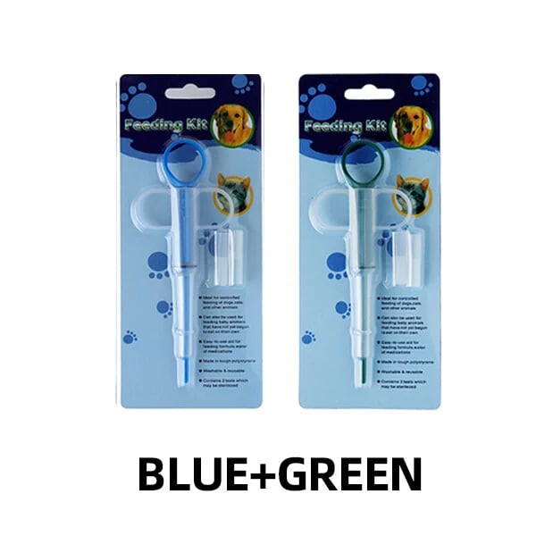 Medicine syringe for pets with soft silicone tip | 2 attachments for pills &amp; liquid | Stress-free administration