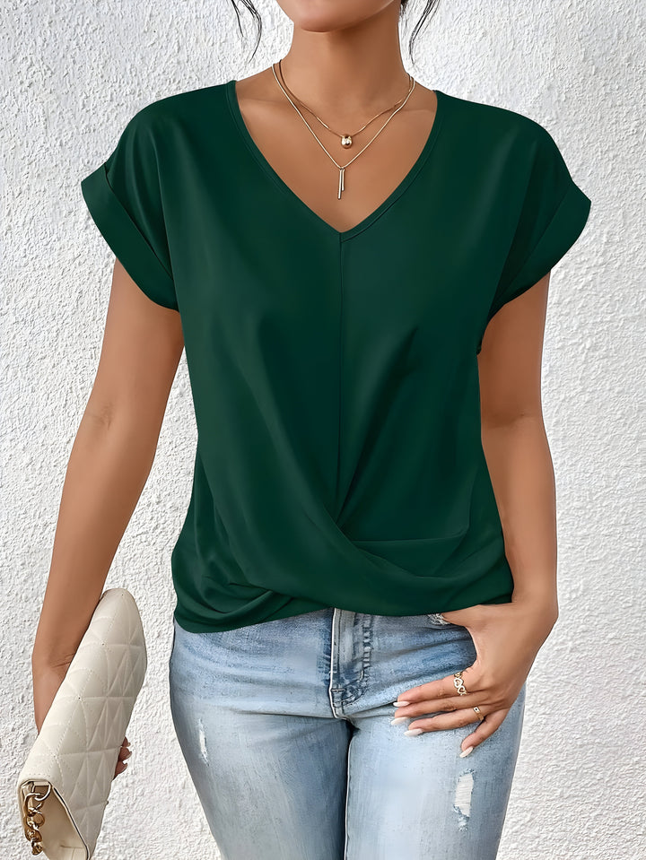 Damen V-Ausschnitt T-Shirt mit lockerer Passform | Leichtes Basic-Shirt für Alltag und Freizeit | Größen S-2XL