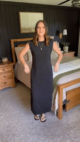 Damen Maxikleid mit Seitenschlitz | Ärmelloses Sommerkleid mit Taschen | Lockeres Freizeitkleid