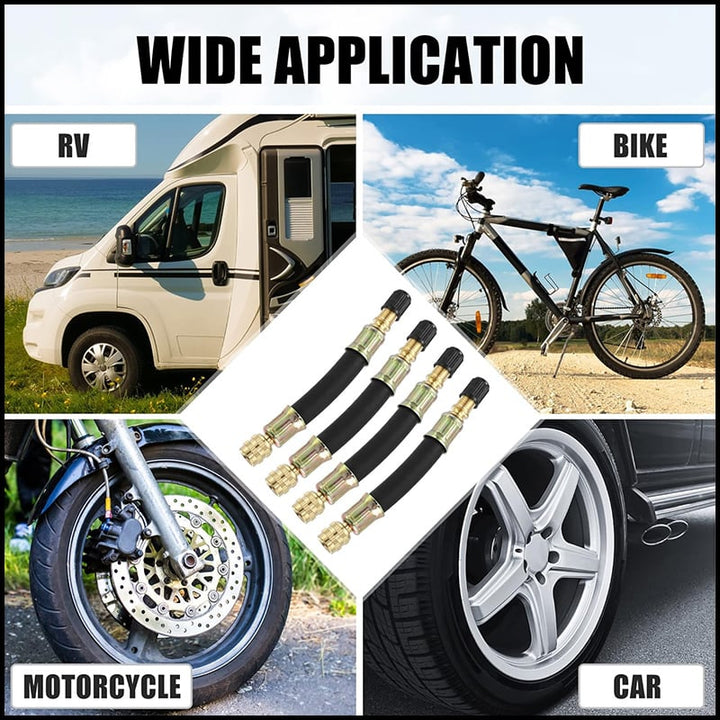 Reifenventil-Verlängerung aus Messing | Universeller Ventilverlängerer für Auto, Motorrad &amp; Fahrrad | Werkzeuglose Montage | Luftdicht