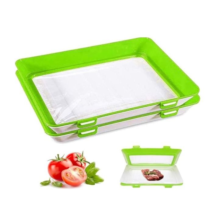 Storage container set with elastic airtight foil – FreshGuard Pro for fridge &amp; meal prep | Stackable, reusable | 2+1 or 3+2 sets