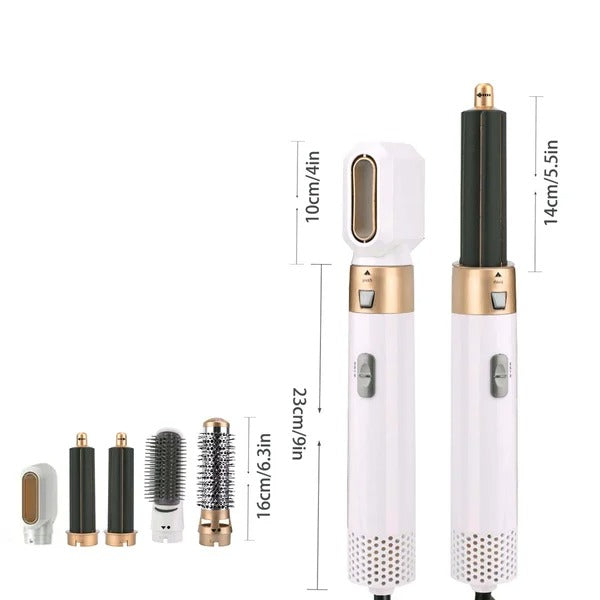 5-in-1 Haartrocknerbürste 1000W mit 5 Aufsätzen | Trocknen, Glätten, Locken &amp; Volumen | 3 Temperaturstufen | Keramik-Beschichtung