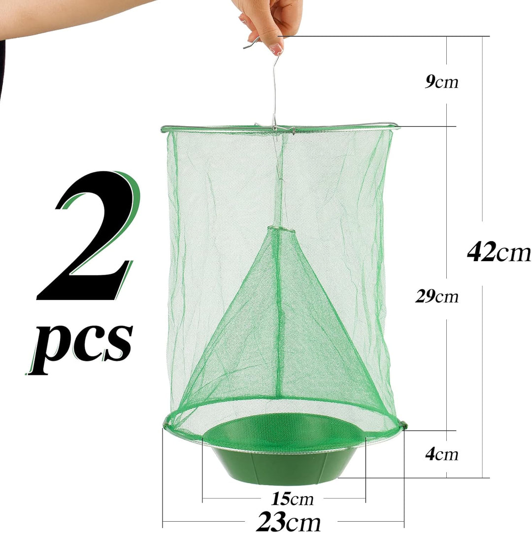 Fliegenfalle zum Aufhängen chemiefrei – TrapSavage 1+1 Set | fängt tausende Fliegen | für Küche, Garten, Stall &amp; Restaurant
