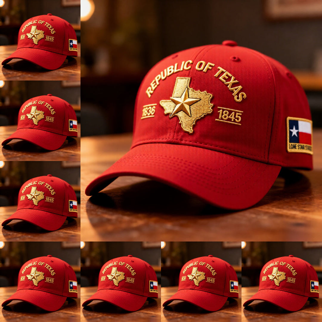 Bestickte Cap mit Texas-Silhouette &amp; goldenem 3D-Stickmotiv | Verstellbare Passform 56–61 cm | Dunkelmarineblau