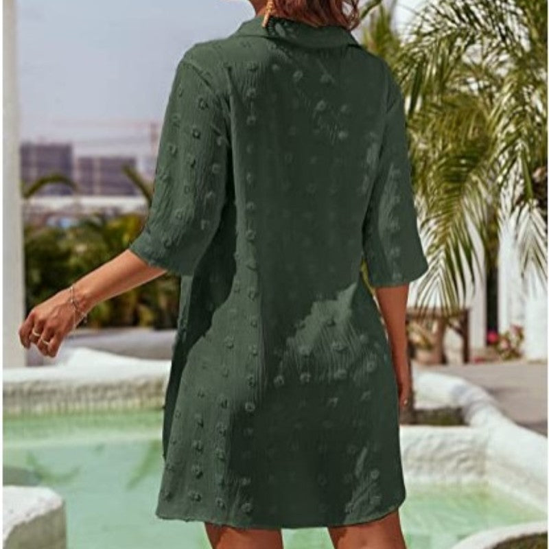 Damen Chiffonbluse mit Seitenschlitz | Lange Tunika mit Reißverschluss &amp; Stehkragen | Leichte Sommerbluse