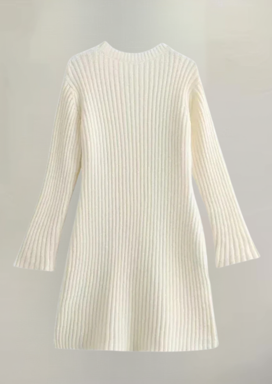 Damen Rippstrickkleid mit langen Ärmeln | Figurbetontes Midikleid mit Rundhalsausschnitt, weichem Stretch und bequemer Passform