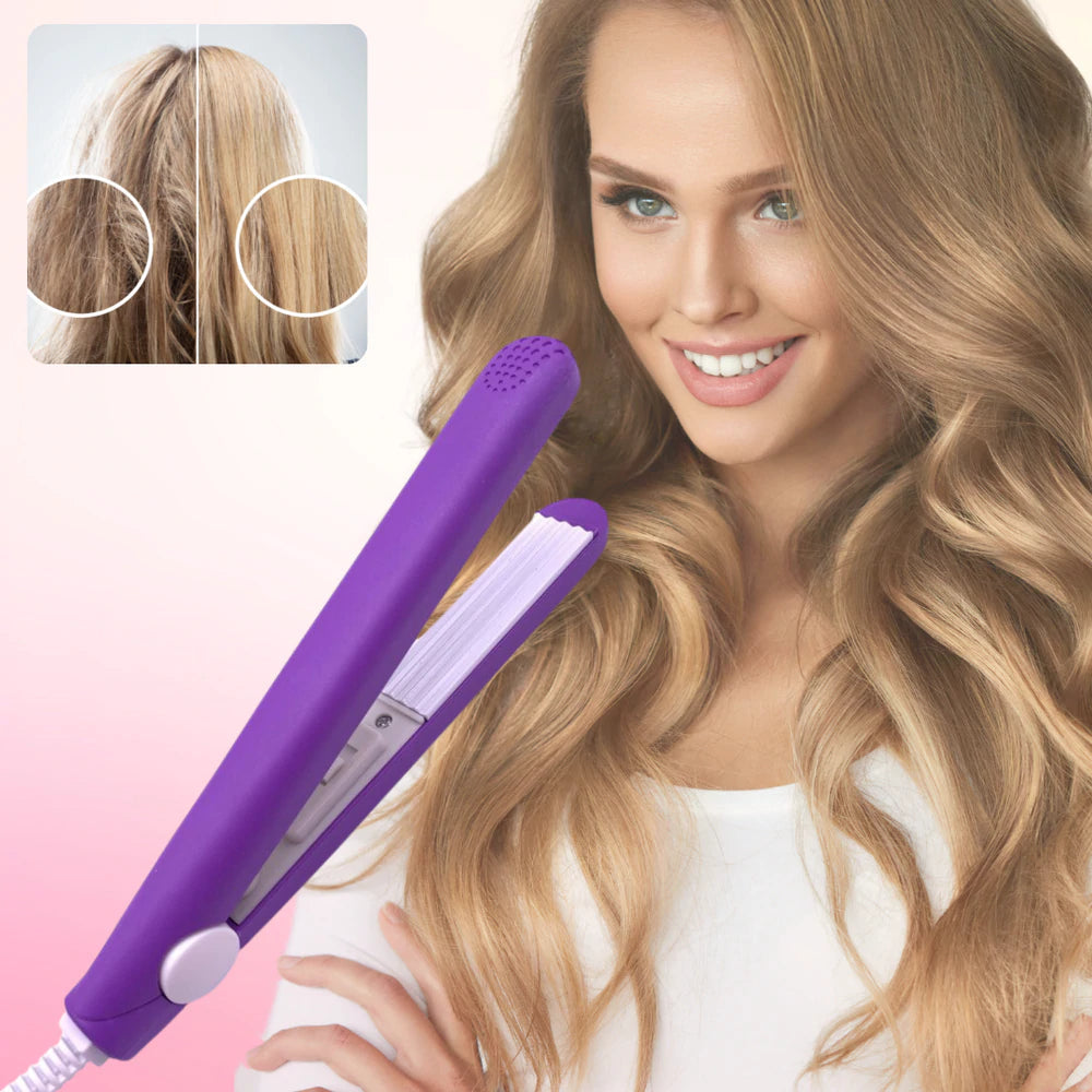 Mini keraaminen kiharrin 2-in-1 | 30 sekunnin lämmitys | Vakio 190°C hiussuoja | Turmaliinilevyt | Matkakoko EU