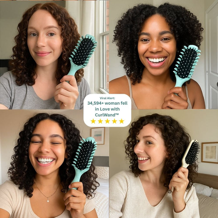 Lockenbürste zum Entwirren &amp; Definieren (2er-Set) | Für nasses &amp; trockenes Haar, reduziert Frizz | Vegane Borsten | Grün/Beige
