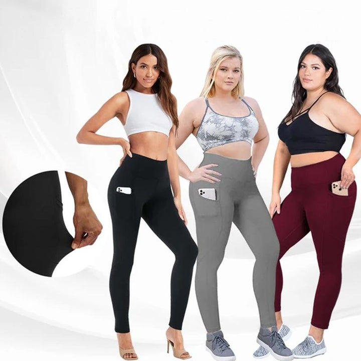 Leggings mit hoher Taille | Damen Sportleggings mit Taschen und figurformendem Komfort