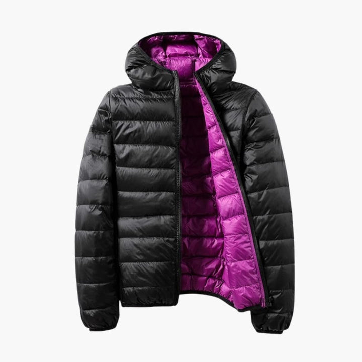 Damen Wende-Steppjacke mit Kapuze | Wendbare Übergangsjacke mit Reißverschluss und Seitentaschen für vielseitige Looks