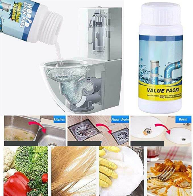 Abflussreiniger Pulver mit Aktivschaum | Löst Fett, Haare &amp; Ablagerungen | Geruchsneutralisierung | Für Spüle, Dusche &amp; Balkonablauf