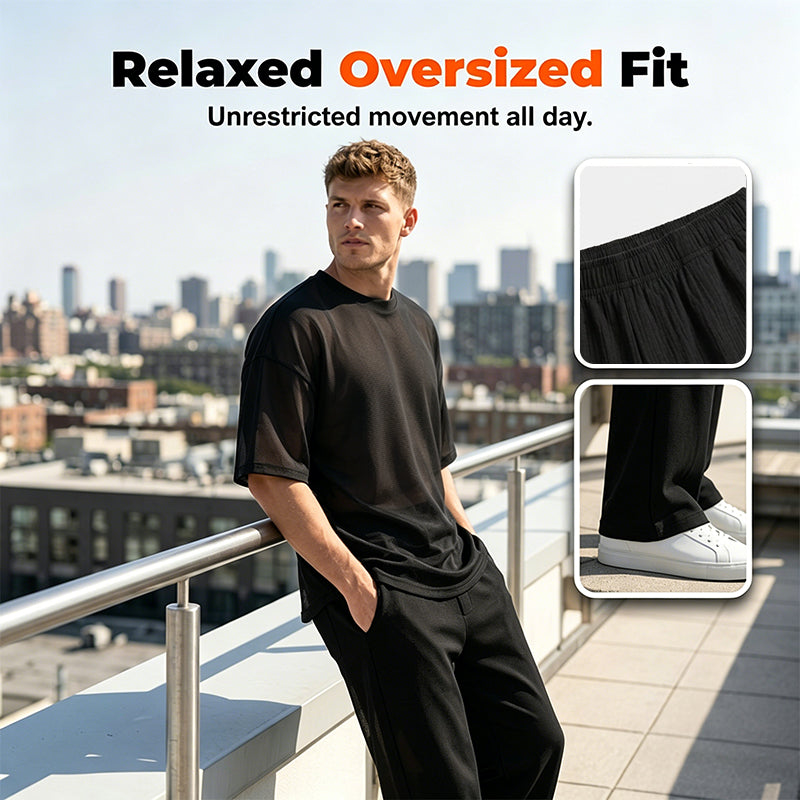Damen Zweiteiler mit Oversize-Shirt | Freizeit-Set mit weiter Hose | Bequemes Lounge-Set für Alltag, Reisen &amp; Freizeit