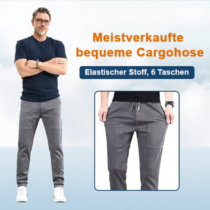 Herren Cargo-Hose mit 6 Taschen | Hochelastisch, wasserabweisend &amp; schnelltrocknend | Knitterarm, formstabil | S–4XL