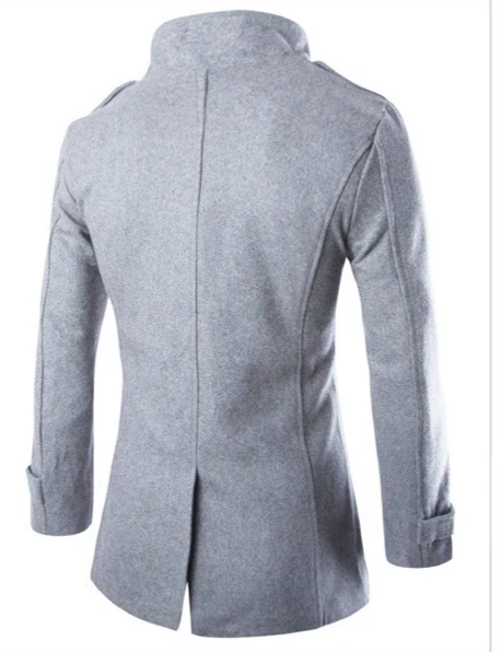 Herren Wollmantel lang mit herausnehmbarer Weste | Warmer Wintermantel mit Stehkragen, tailliertem Schnitt und praktischen Taschen