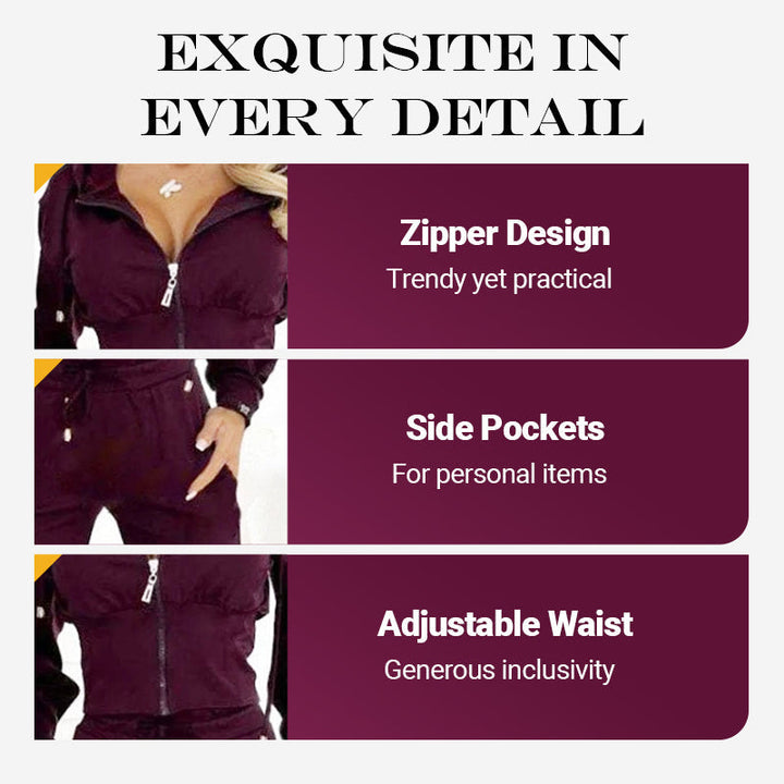 Set sportivo donna 2 pezzi top + pantaloni | Vestibilità comoda per lounge e streetwear | Nero/verde/bordeaux/marrone caffè | S–XL