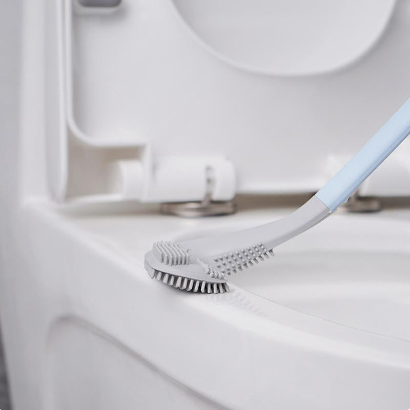 Silikon-Toilettenbürste mit flexiblem Dreieckkopf | WC-Bürste mit selbstklebender Wandhalterung für hygienische Reinigung