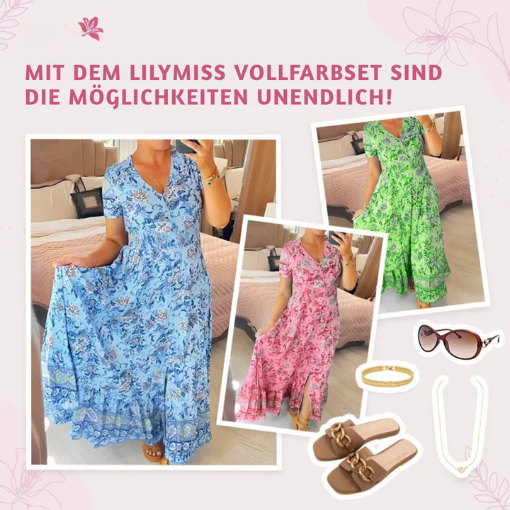 Schmeichelndes Sommerkleid aus Stretch-Baumwollmischung | V-Ausschnitt für feminine Linie | Bequem &amp; vielseitig | Größen XS–5XL