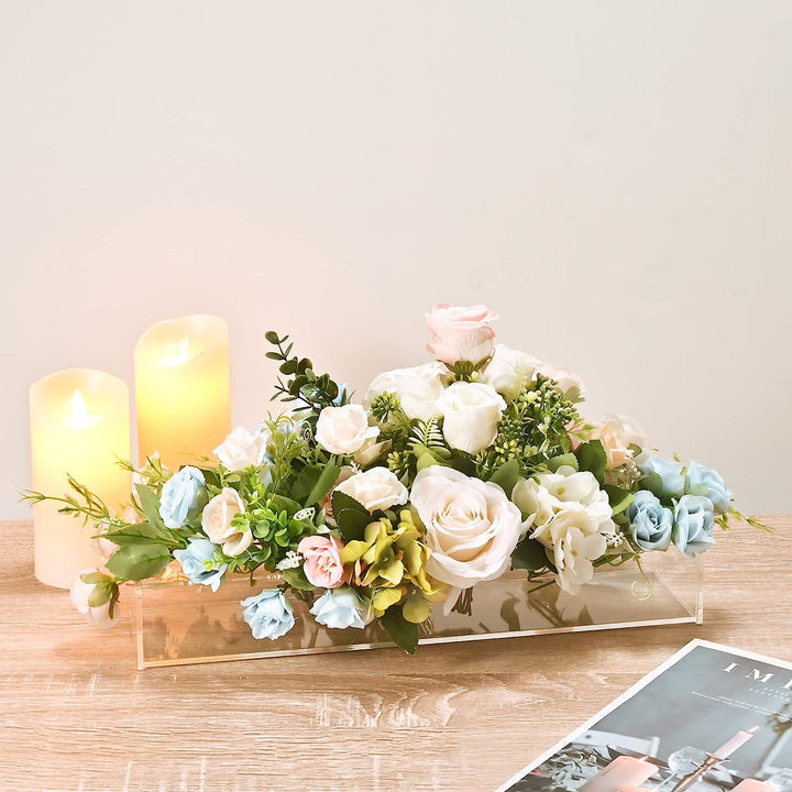 Vaso per fiori sospeso in acrilico trasparente con griglia a fori | Scegli 12/16/22 steli | Opzionale con luce LED | Decorazione da tavolo