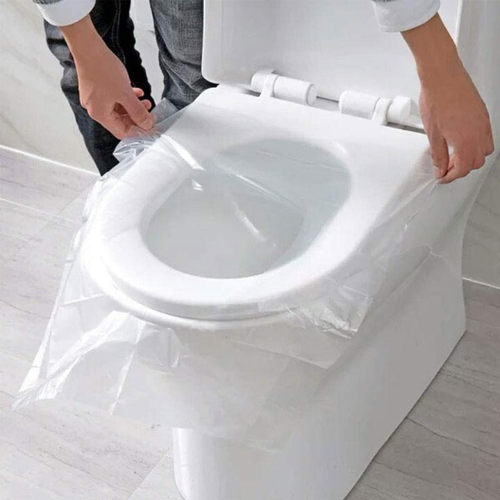 Toilet seat covers for travel (50 pieces) | Universal fit 40×48 cm | Foldable, non-slip &amp; hygienic barrier