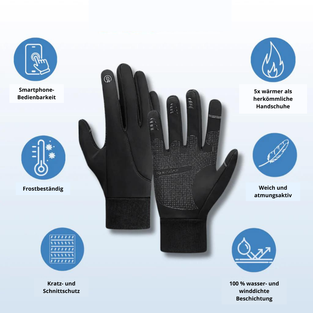 Winterhandschuhe wasserdicht mit Touchscreen | Warm gefütterte Thermohandschuhe mit Windschutz für Alltag und Outdoor