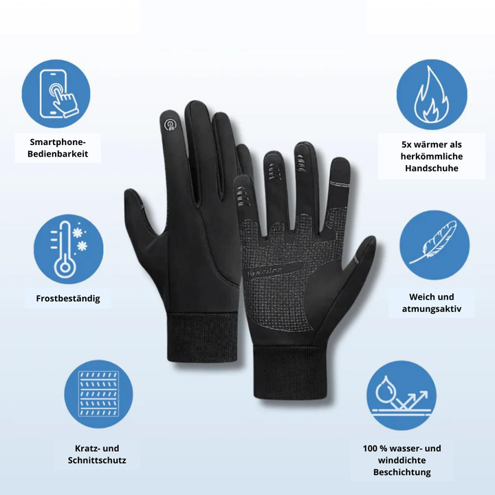Winterhandschuhe wasserdicht mit Touchscreen | Warm gefütterte Thermohandschuhe mit Windschutz für Alltag und Outdoor