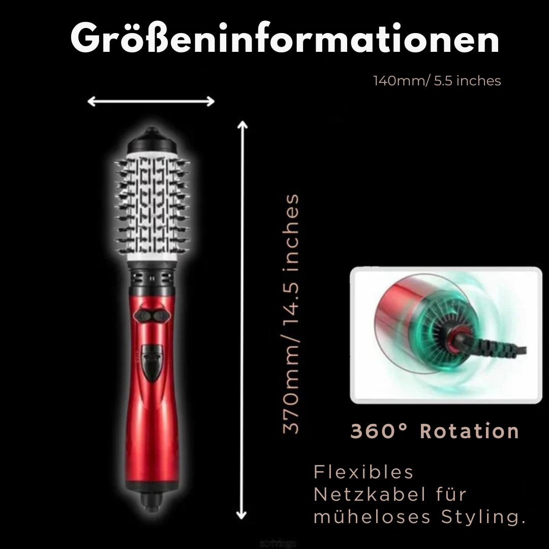 3-in-1 Heißluftbürste mit wechselbaren Rundbürsten | 3 Temperaturstufen &amp; Ionen-Technologie | Volumen, Locken &amp; Glätten, 1000W