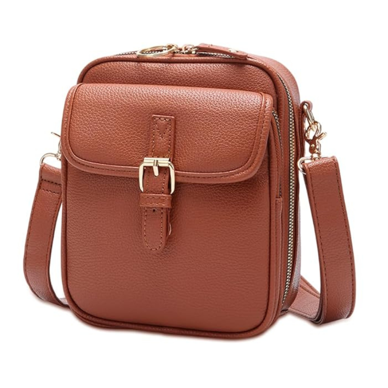 Damen Crossbody-Tasche mit Kartenfächern | Kleine Umhängetasche mit 2 Hauptfächern, Reißverschluss &amp; verstellbarem Gurt