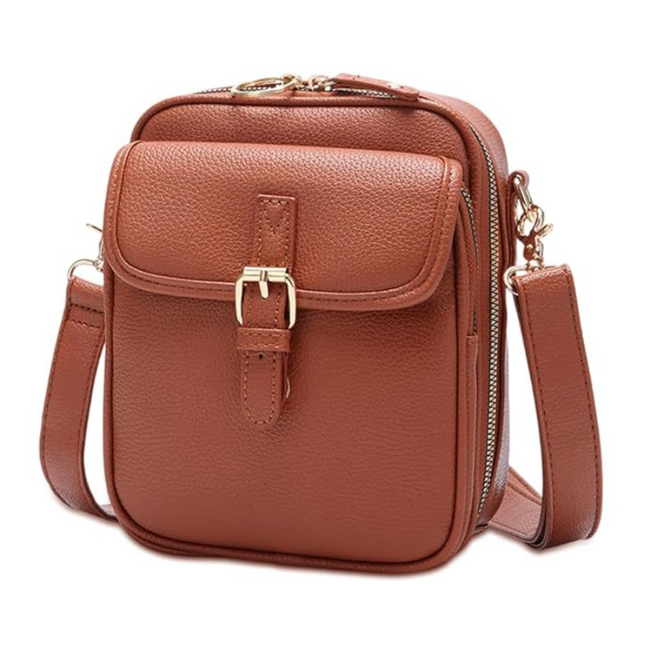 Damen Crossbody-Tasche mit Kartenfächern | Kleine Umhängetasche mit 2 Hauptfächern, Reißverschluss &amp; verstellbarem Gurt