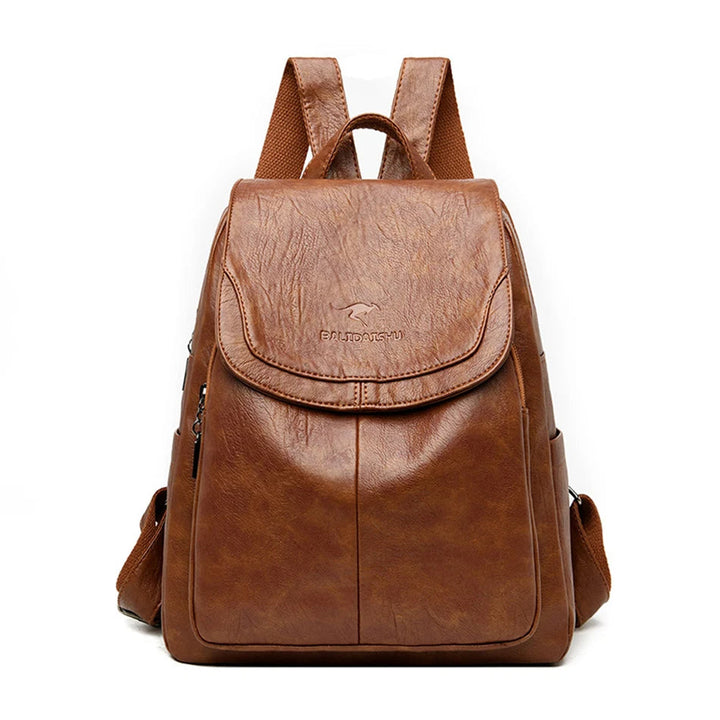Leder Rucksack | Anti-Diebstahl mit versteckten Reißverschlüssen und 15-Zoll-Laptopfach